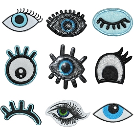 Computerized Embroidery Polyester Sew on Patches, Costume Accessories, Eye/Eyelash