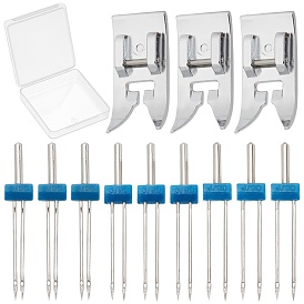 2Pcs Alloy Domestic Sewing Machine Presser Foot, with 3 Sets Alloy Domestic Sewing Machine Needles
