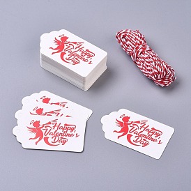 Бумажные подарочные бирки, хэндж теги, для декоративно-прикладного искусства, ватными шнуров, на день Святого Валентина, прямоугольник со словом