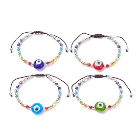 Evil Eye Lampwork & Glass Braided Bead Bracelet