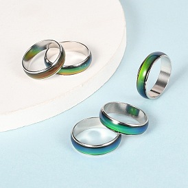 12 Colors Changing Brass Mood Rings, Mixed Size, 16~20mm Inner Diameter, 100pcs/box