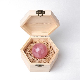Natural Mixed Gemstone Round Ball Display Decorations with Wooden Box, Figurine Home Decoration, Reiki Energy Stone for Healing