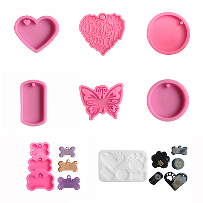 DIY Pendant Silicone Molds, Resin Casting Molds, Butterfly/Heart/Flat Round