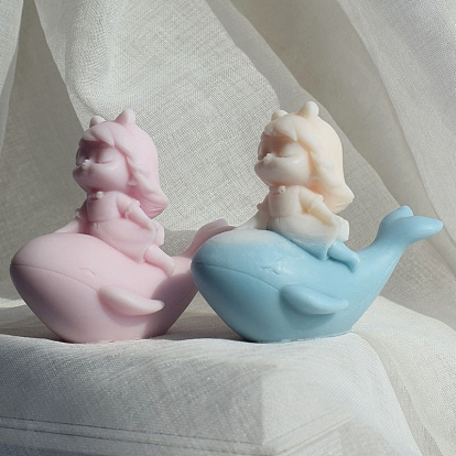 Moules à bougies en silicone de qualité alimentaire bricolage, pour la fabrication de bougies, fille et baleine