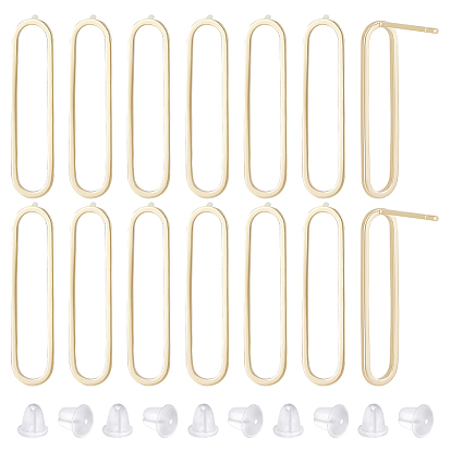 10шт. полые овальные стойки с покрытием из латуни для сережек-гвоздиков, с 50 пластиковыми ушными гайками