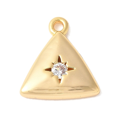 Латунные микропаве прозрачные подвески с фианитом, треугольник прелести, стойки покрытие, прочное покрытие, без никеля 