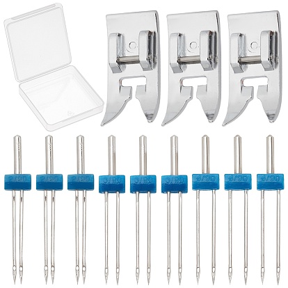 2Pcs Alloy Domestic Sewing Machine Presser Foot, with 3 Sets Alloy Domestic Sewing Machine Needles