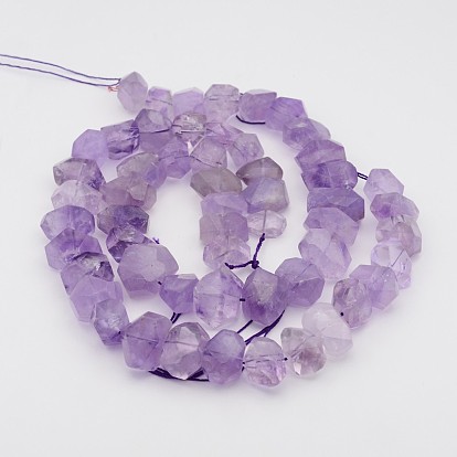 Natural Amethyst Nuggets Bead Strands, 19~26x13~16x8~15mm, Hole: 1mm, 15.7 inch