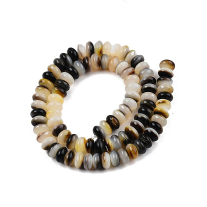 Natural Black Lip Shell Beads Strands, Rondelle