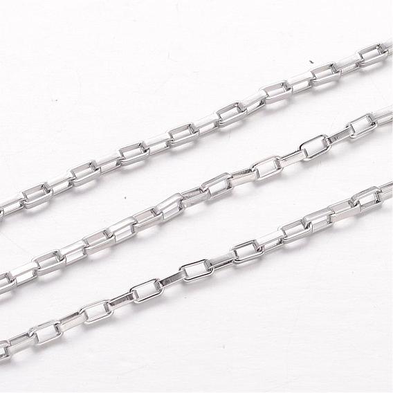 304 Stainless Steel Box Chains, Unwelded, for Jewelry Making