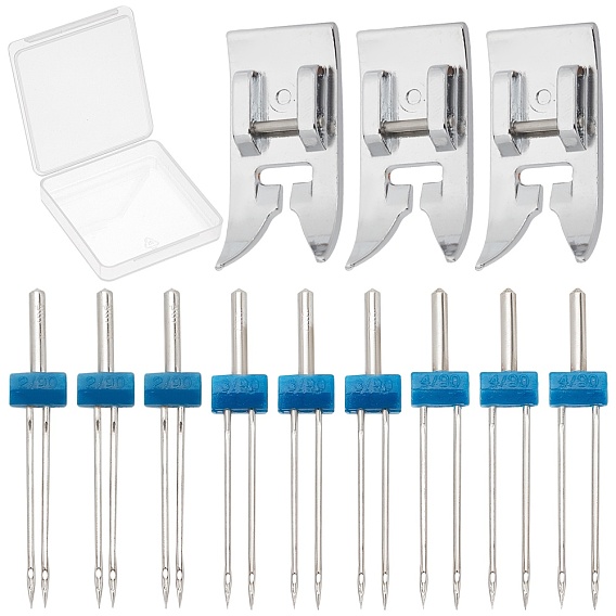 2Pcs Alloy Domestic Sewing Machine Presser Foot, with 3 Sets Alloy Domestic Sewing Machine Needles