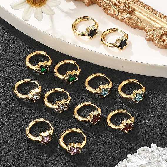 304 серьги-кольца со звездами из нержавеющей стали, ионное покрытие (ip), золотые