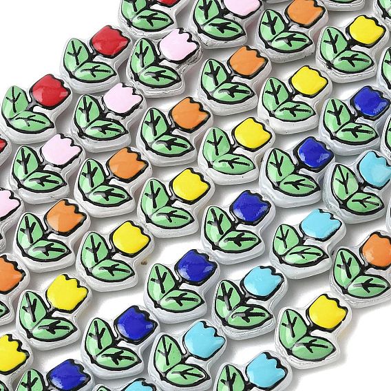 Прозрачные стеклянные эмалевые бусины, бусины ручной работы, цветок, окрашенная и подогревом