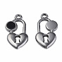 304 Stainless Steel Pendants, with Dyed Black Shell, Heart-Shaped Lock