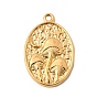 Textured 304 Stainless Steel Pendants, Oval with Mushroom & Star Charm, Ion Plating(IP), Long-Lasting Plated