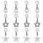 12 шт 3 стили звезда сплав обувь подвески, с карабин-лобстерами 