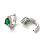 Green Cubic Zirconia Teardrop Hoop Earrings, Rack Plating Brass Jewelry for Women, Cadmium Free & Lead Free