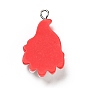 Christmas Opaque Resin Pendants, with Platinum Tone Iron Loops, Gnome with Hat Charm