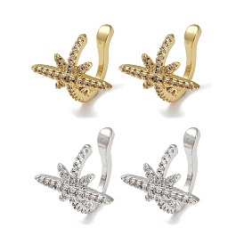 Rack Plating Brass Micro Pave Cubic Zirconia Cuff Earring, Cadmium Free & Lead Free, Long-Lasting Plated, Star