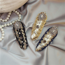 Elegant Rhinestone Hair Clip for Women, Vintage Palace Style Side Barrette with BB Pin