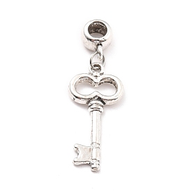 Tibetan Style Alloy European Charms, Large Hole Charms, Skeleton Key