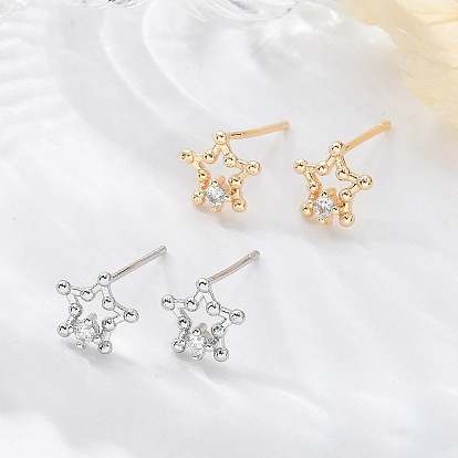 Серьги-гвоздики из циркония, звезда