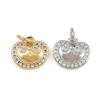 Латунные микро проложить кубического циркония подвески, с целью перехода в кольце, яблочные прелести, стойки покрытие, долговечный, без свинца и без кадмия