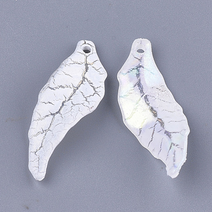 Acrylic Pendants, Crackle & AB Color, Leaf