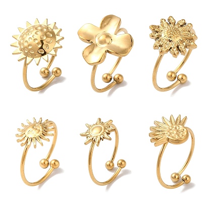 Ионное покрытие (IP) 304 открытые манжеты из нержавеющей стали с подсолнечником для женщин