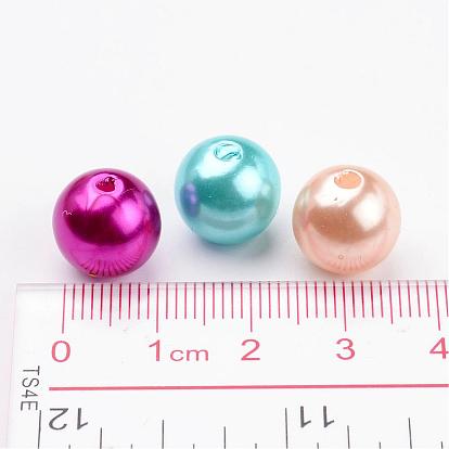 Perles acryliques opaques, style de perle d'imitation, ronde