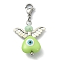 Angel Evil Eye Resin Pendant Decorations, with Electroplate Glass Beads and 304 Stainless Steel Lobster Claw Clasps