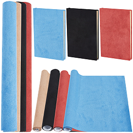 4 feuilles 4 couleurs couvertures de livres en faux suède, cahier enveloppements, rectangle