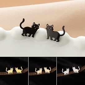 Stainless Steel Cat Shape Stud Earrings