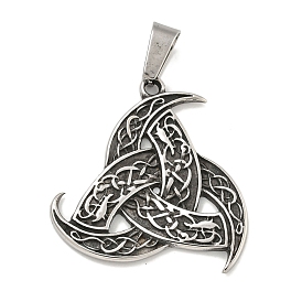 316 Surgical Stainless Steel Pendants, Triple Horn Charm