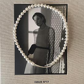 Ожерелья из круглых бусин из ракушек и жемчуга для женщин, с 925 застежками из стерлингового серебра, серебряный цвет гальваническим