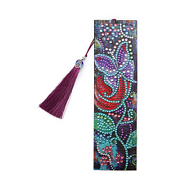 DIY Diamond Painting Bookmark with Tassel Pendants Kits, Butterfly with Flower