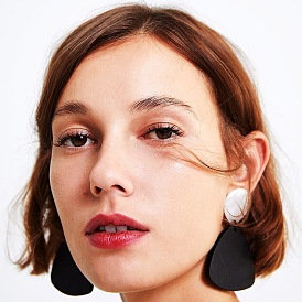 Geometric Wood Triangle Statement Earrings for Women - Boho Chic Fashion Jewelry