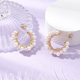 Серьги-гвоздики из ракушечного жемчуга для женщин, с фурнитурой латунной для серег, c-образный