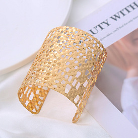 Irregular Cutout Metal Cuff Bracelet with Wide Fashionable Street Style Design