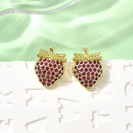 Серьги-гвоздики из латуни с микропаве из кубических цирконий, стойки покрытие, без свинца и без кадмия, долговечный