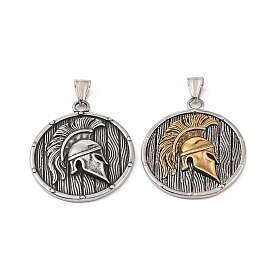 Viking 304 Stainless Steel Pendants, Flat Round with Sparta Charm