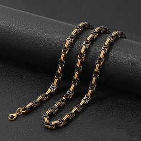 Collares de cadena bizantina de acero titanio para hombres.