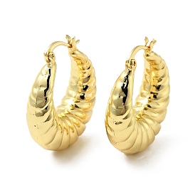 Brass Croissant Hoop Earrings for Women, Lead Free & Cadmium Free