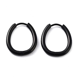 Stainless Steel Hoop Earrings, 304 Stainless Steel Needle with 201 Stainless Steel Ring, Teardrop