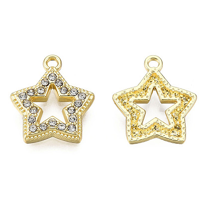 Rack Plating Alloy Pendants, with Crystal Rhinestone, Cadmium Free & Nickel Free & Lead Free, Star Charms