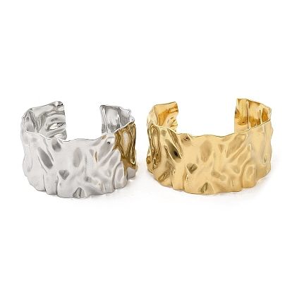Placage ionique (ip) 304 bracelets à manchette large ouverte en acier inoxydable, bijoux pour femmes