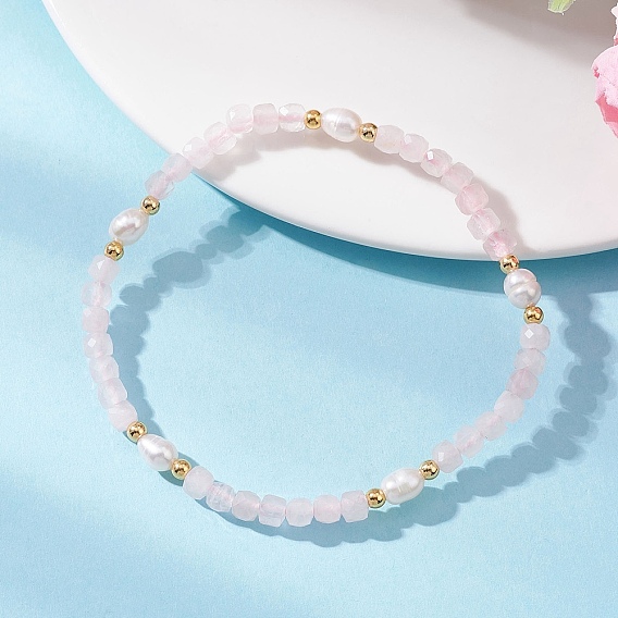 Браслеты из натуральных драгоценных камней и культивированного пресноводного жемчуга для женщин, кубические