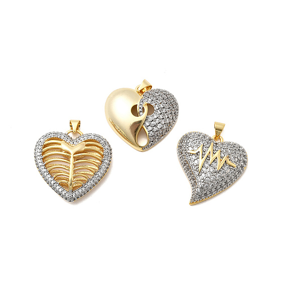 Латунные микропаве прозрачные подвески с фианитом, сердце