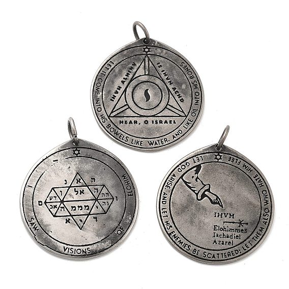 304 подвески из нержавеющей стали, с целью перехода в кольце, плоский круглый с ключом Соломона