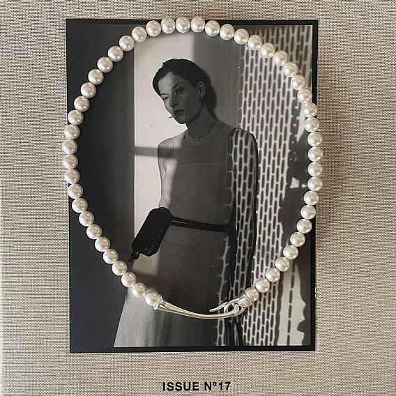 Ожерелья из круглых бусин из ракушек и жемчуга для женщин, с 925 застежками из стерлингового серебра, серебряный цвет гальваническим